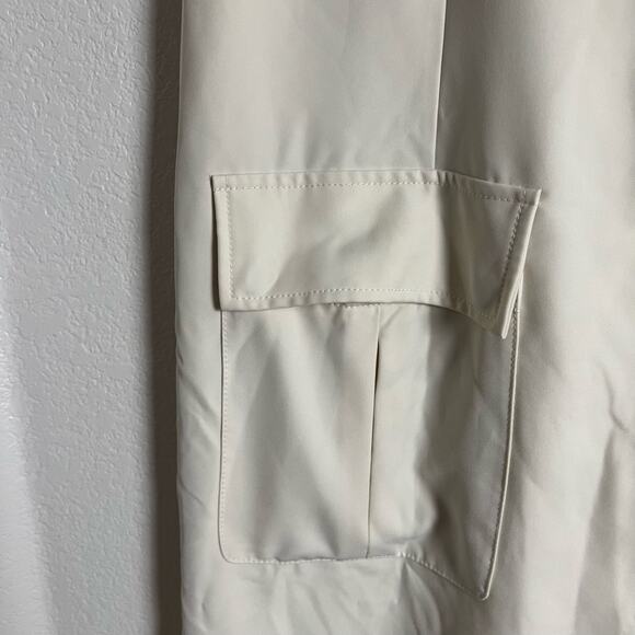 Marina Moscone Long Cream Oversized Sleeveless Wrap Midi Trench Vest Size Medium - Picture 9 of 14
